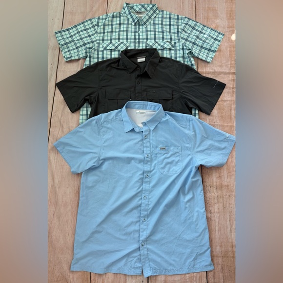 Lot Of 3 Mens Size Large Columbia Short Sleeve PFG Shirts Outdoor Golf Fishing - Picture 1 of 10